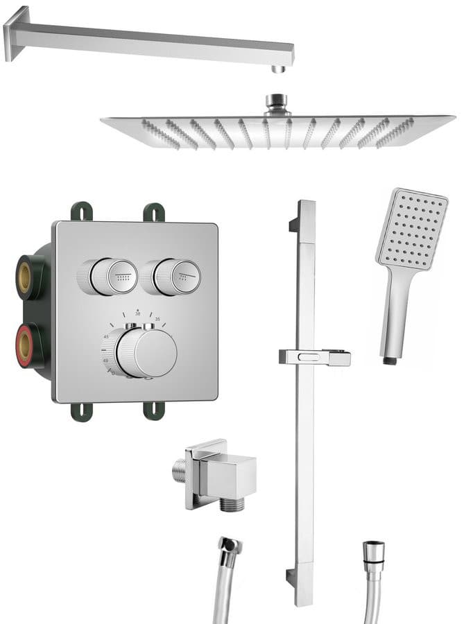 SMART SELECT zestaw prysznicowy podtynkowy z baterią termostatyczną, 2 wyjścia, przesuwny uchwyt prysznicowy, chrom